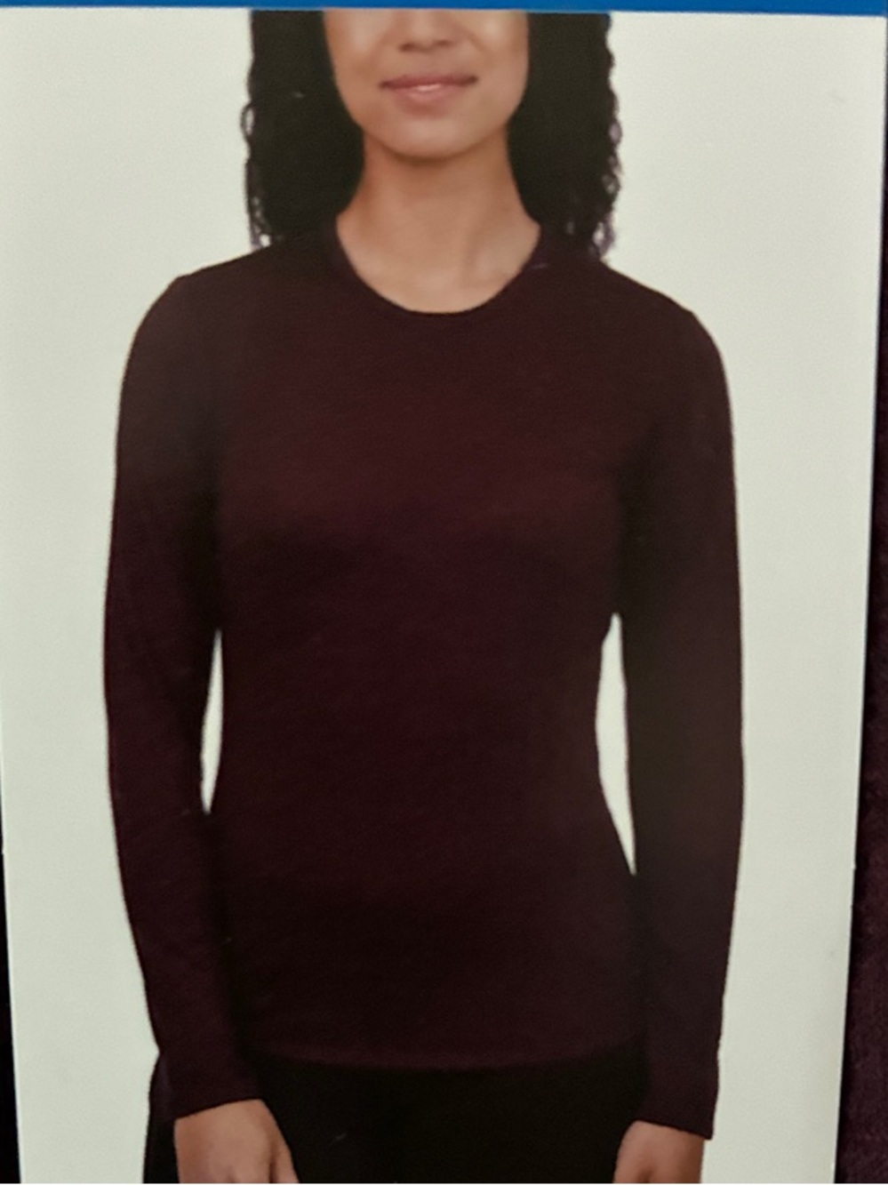 Women's 100% Merino Wool Long-Sleeved T-shirt in Burgundy/Merlot Melange